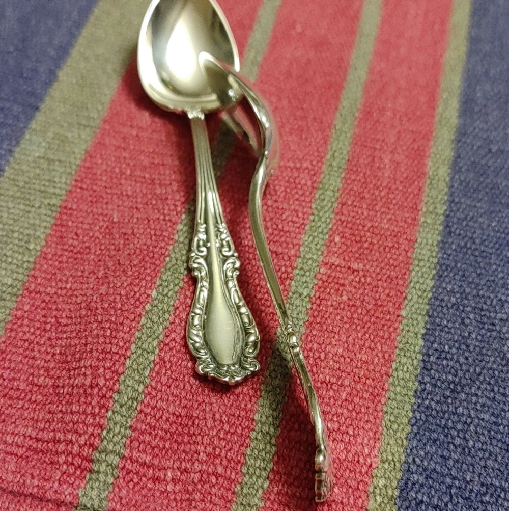 2 Antique Holmes & Edwards XIV Demitasse Spoons Silver Plate